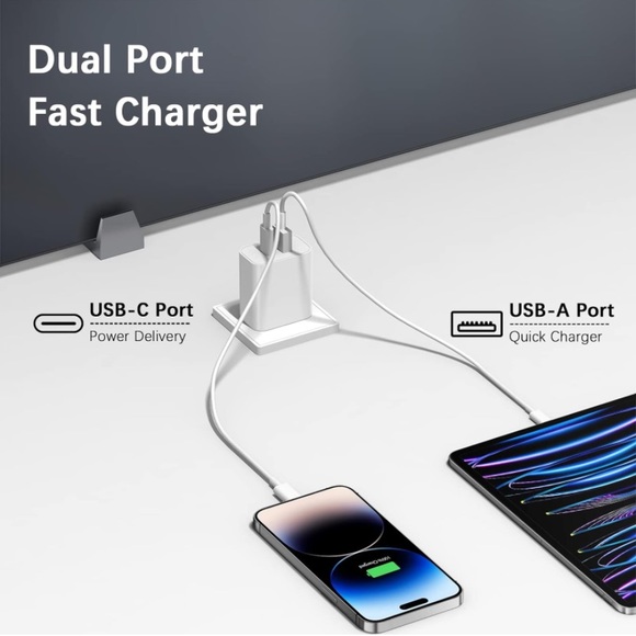 2-Pack-NWT USB C 20W Dual Port Wall Charger Block - Picture 3 of 9
